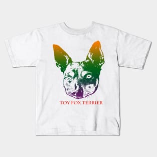 The toy fox terrier head is Violet, Green, Orange Kids T-Shirt